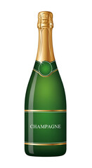 Elegant Green Glass Bottle with Golden Cap for Celebration