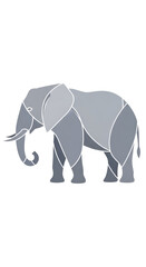 Elephant Graphic in Cool Gray Tones on White Background