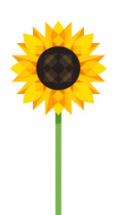 Geometric Sunflower Illustration with Yellow Petals on White Background