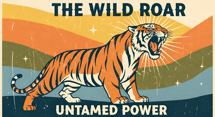 Roaring Tiger Artwork with Retro Vibe Illustration