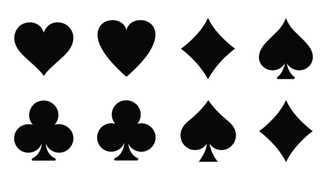 black card suits hearts diamonds clubs and spades are displayed