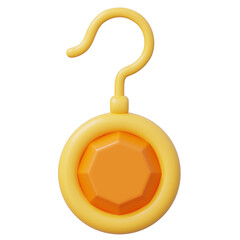 3d earrings jewel center or orange gemstone