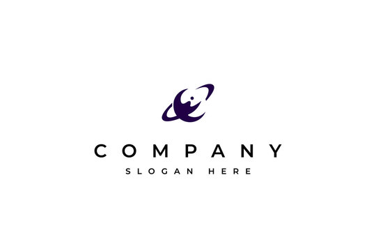 planet logo design vector. saturn planet space outer design concept style