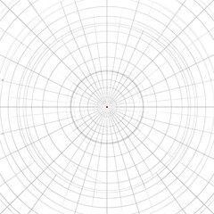 Obraz premium A geometric, radial grid converges to a red dot at its center, encased by a white background