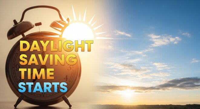 Daylight Saving Time Begins Spring Forward Sunrise Alarm Clock Change Your Clocks Reminder
