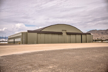 Wendover, Utah, USA &ndash; August 27, 2025: Decommissioned hangars at the historic Wendover Airfield in the Utah desert.
