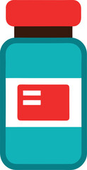 Simple medical pill bottle icon with a label on a white background