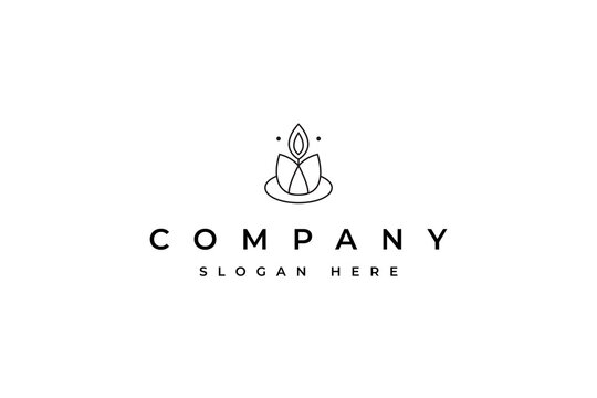 candle flame wick logo design. minimalist linear outline concept style