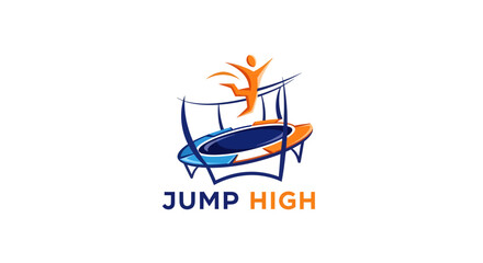 Trampoline Action, Jumping Figure, Indoor Arena, Logo Design, Energetic Environment, Dynamic Viewpoint, Movement Concept