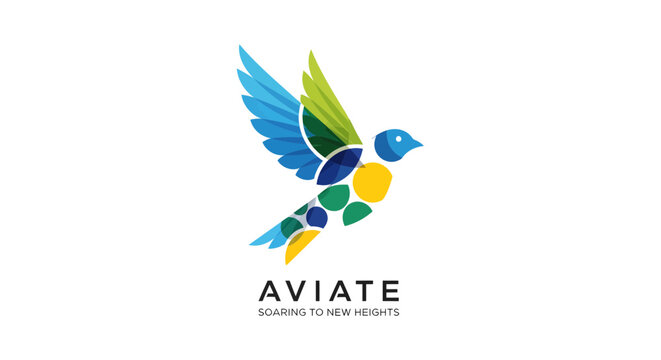 Colorful Bird Logo Design for Aviate, Inspiring Heights in Graphic Art