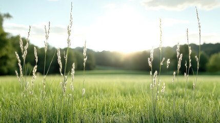 Wild meadow soft wind rippling peaceful sunrise grassland