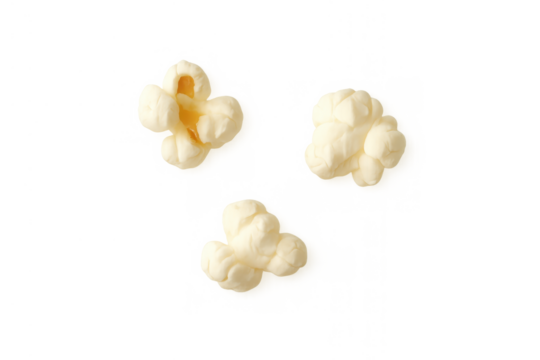 Freshly popped popcorn flying, delicious movie snack, crunchy buttered corn, transparent background element