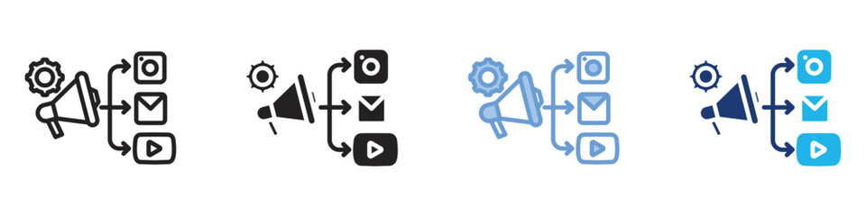 Marketing icon set multiple style collection