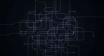 Fototapeta premium Abstract Technology Network Interconnected Lines and Dots on Dark Background