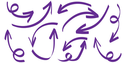 Set of Hand drawn vector arrows doodle on white background. design element vector illustration.