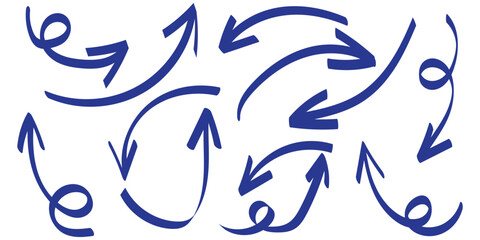Set of Hand drawn vector arrows doodle on white background. design element vector illustration.