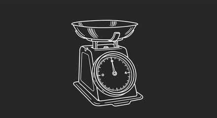 Vintage kitchen scale with a classic analog dial and weighing bowl.