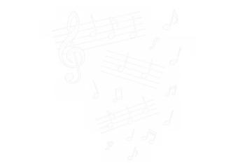 Transparent background with musical staves, a treble clef, and white music notes symbolizing melody, sound, and harmony