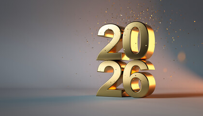 Golden 2026 numerals with celebratory confetti, perfect for New Year themes