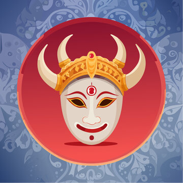 carnival mask Chhau folk dance (war-narrative dance) vector