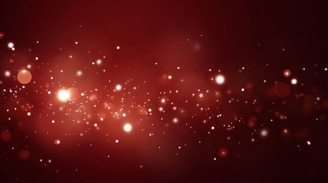 Soft glowing red festive background with gentle glitter, warm blurred lights, and subtle sparkling elements creating a calm seasonal atmosphere suitable for holiday themes and decorative designs