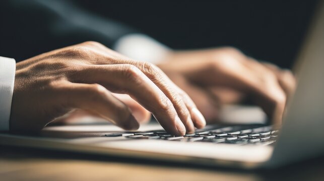 Young person using laptop trackpad with fingers navigating digital interface on modern computer, close up view of hands interacting with device, technology and productivity concept