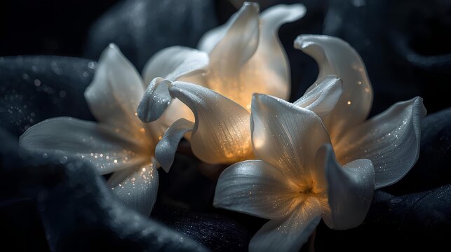 orange flower with water drops - Powered by Adobe
