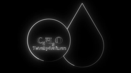 A glowing neon illustration of the chemical formula C₄H₈O, representing an oxygenated hydrocarbon (such as butanal or butanone).The futuristic design highlights organic chemistry, carbonyl compoun