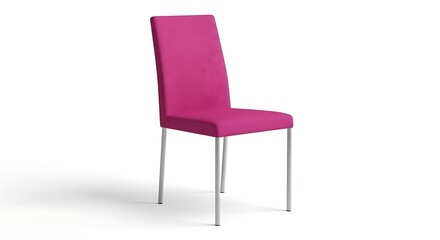 Obraz premium Elegant Pink Dining Chair with Sleek Metal Legs.