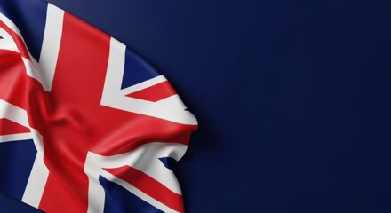 Fototapeta premium Union Jack Flag on Dark Blue Background