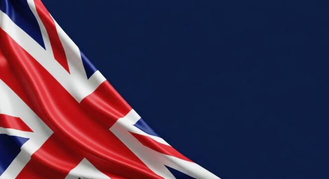 Union Jack Flag on Dark Blue Background - Powered by Adobe