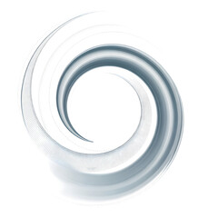 Fototapeta premium Dynamic abstract 3D spiral element with sleek white and grey blue gradient texture isolated on transparent background