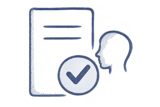 User profile successfully verifying identity with document, approving policy, and accepting terms icon, transparent background