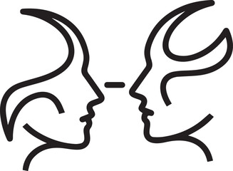 Intriguing minimalistic faces art evokes connection and relationship, perfect for branding, design projects, and impactful visual statements, modern vector style