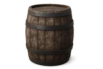 Fototapeta premium Wooden barrel, old cask or keg, holding liquid like wine or beer, historical storage container, blank background