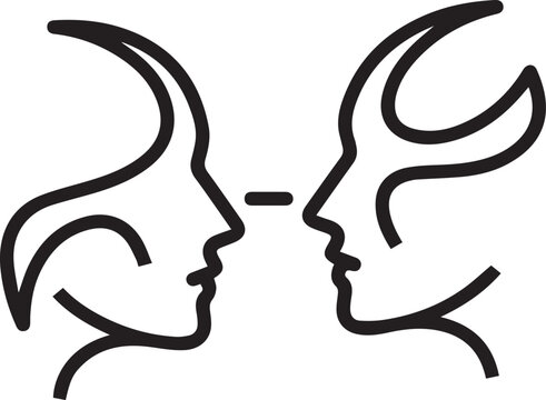 Intriguing minimalistic faces art evokes connection and relationship, perfect for branding, design projects, and impactful visual statements, modern vector style