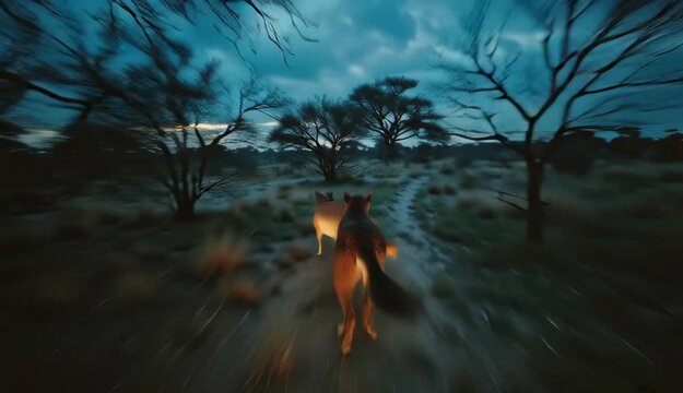 Dingoes at Night Outback Australia Wildlife, Animal Behavior