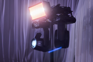 Barber tool scene, Salon station with grooming supplies, Stylish barber setup with cleaning equipment, Morning grooming station with sleek lighting and organized supplies