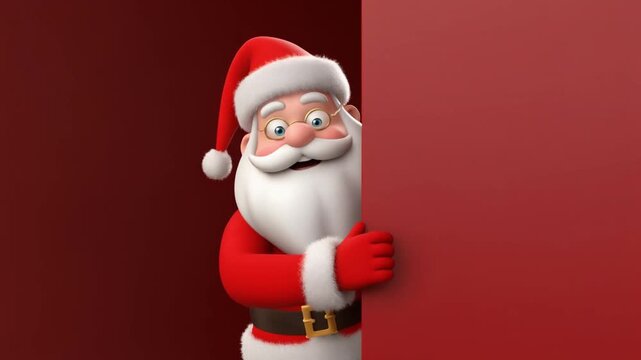Santa claus peeking christmas holiday season celebration festive december jolly saint nick