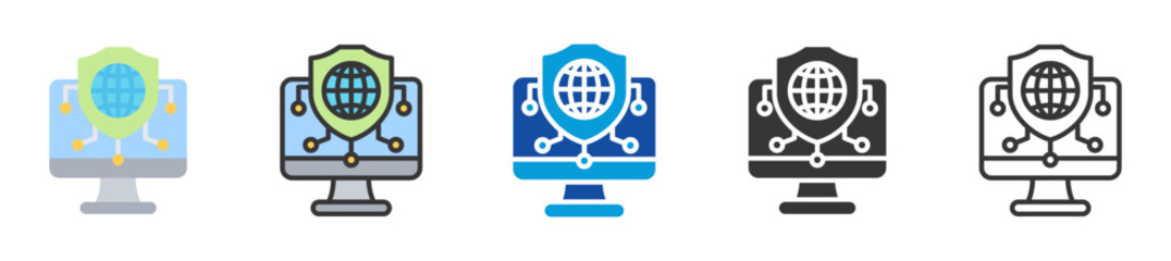 internet protocol security icon set multi style various collection