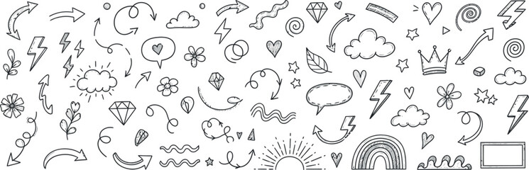 Fototapeta premium Vector Illustration of Minimalist Line Art Floral Pattern, Simple Botanical Outlines, Elegant Decorative Elements.