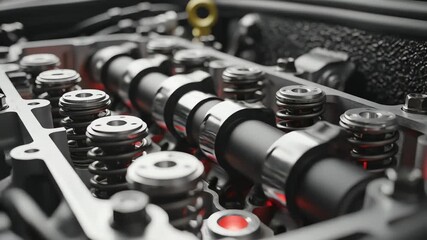 Close up of a car engine detailing internal components