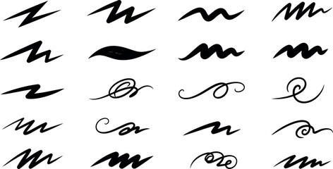 Vector Illustration of Dynamic Hand-Drawn Abstract Swirls, Scribbles, and Doodles for Modern Design Projects