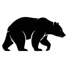 Silhouette of a Powerful Black Bear Walking Forward with Determination, A Striking Wild Animal Illustration