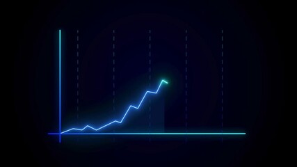 Abstract neon line graph showing fluctuating financial data on a dark background. - Powered by Adobe