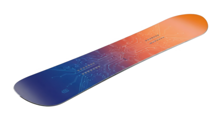 Colorful gradient snowboard isolated on white background.