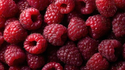 Close-up of fresh red raspberries with vibrant green leaves, showcasing natural texture and color on a clean white background, perfect for food and health themes.