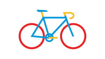 Obraz premium Minimalist bicycle or road bike icon in bright primary colors, symbolizing cycling and eco-friendly transportation, isolated on transparent background
