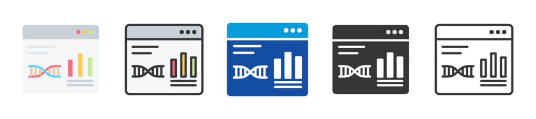 bioinformatic icon set multi style various collection