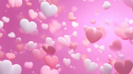 Red and pink hearts floating against a soft pink background, creating a romantic and festive atmosphere ideal for love-themed designs.